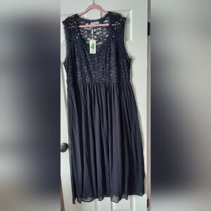 Elegant Black Lace Sleeveless Dress (Size 24)